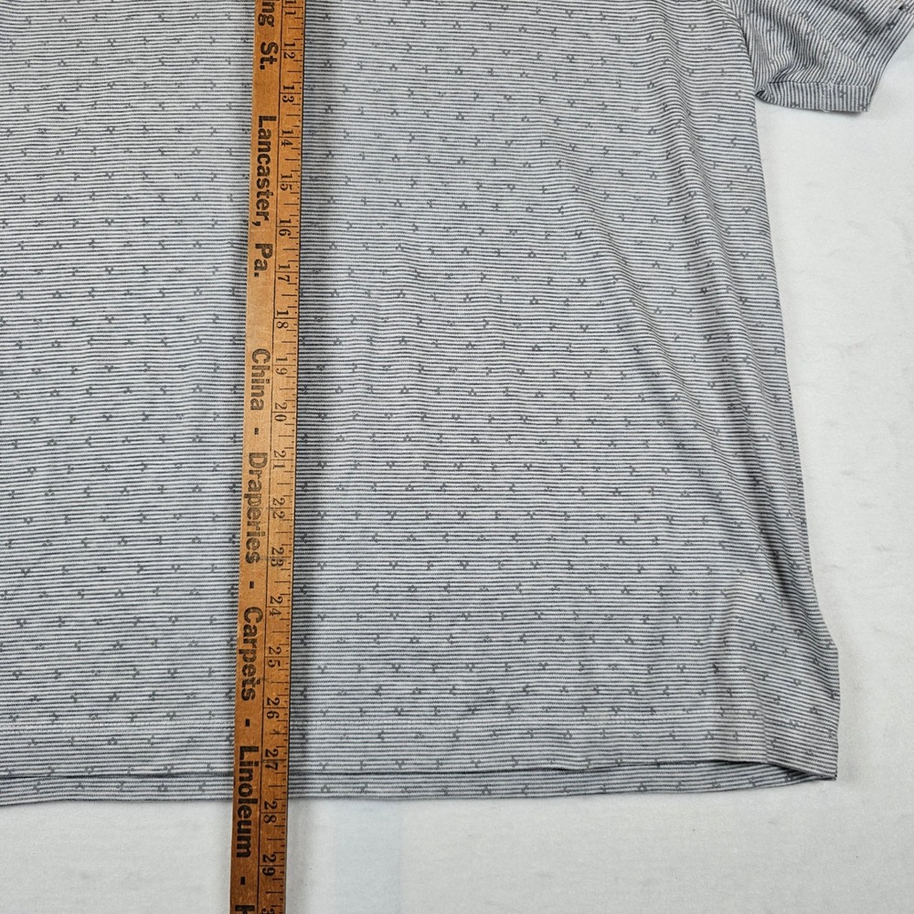 UNTUCKit Mens XL Gray Striped Geometric Print Cotton Short Sleeve Polo Shirt - Picture 6 of 7